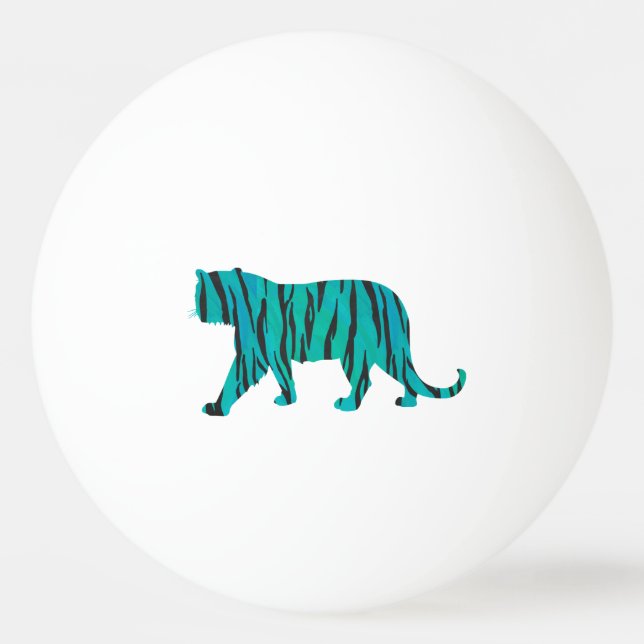 Bolinha De Ping Pong Tiger Black and Teal Silhouettes (Verso)