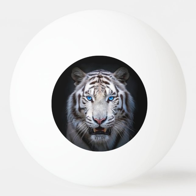 Bolinha De Ping Pong Tigre Branco Olhos Azuis (Frente)