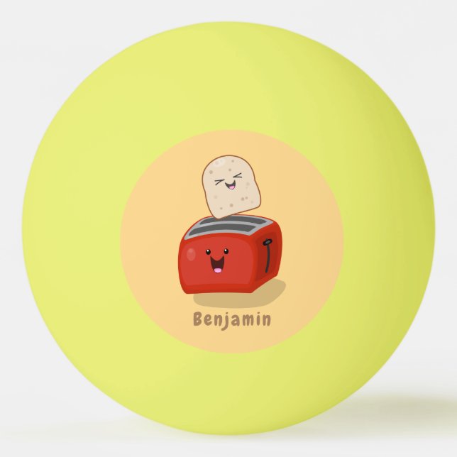 Bolinha De Ping Pong Torrada de kawaii e desenho animado em torradeira  (Frente)