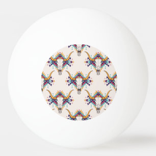 Bolinha De Ping Pong Touro Tribal Caveira: Boho Sem Semente