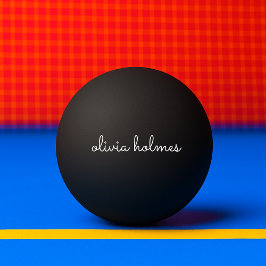 Bolinha De Ping Pong Trendy Monograma | Nome do Script Preto Moderno