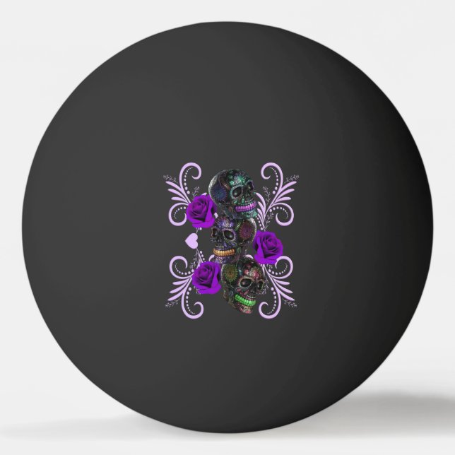 Bolinha De Ping Pong Triplo Dia Negro Dos Cascos Mortos Rosas Roxos (Frente)
