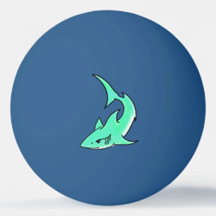 Bolinha De Ping Pong tubarão sorridente desenho animado azul verde ocea
