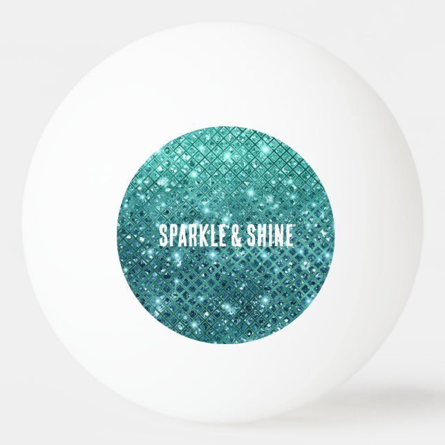 Bolinha De Ping Pong Turquesa Aqua Green Sparkle (Frente)