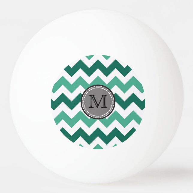 Bolinha De Ping Pong Turquesa e Mint Chevron Zigzag Monograma (Frente)