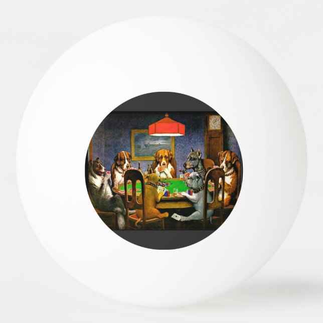 Bolinha De Ping Pong Um Amigo em Apuros, Cães Jogando Pôquer, (Frente)