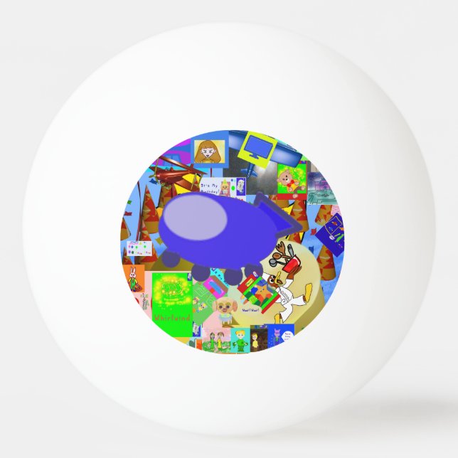 Bolinha De Ping Pong Um desenho animado de espaçamento de Feliz (Frente)