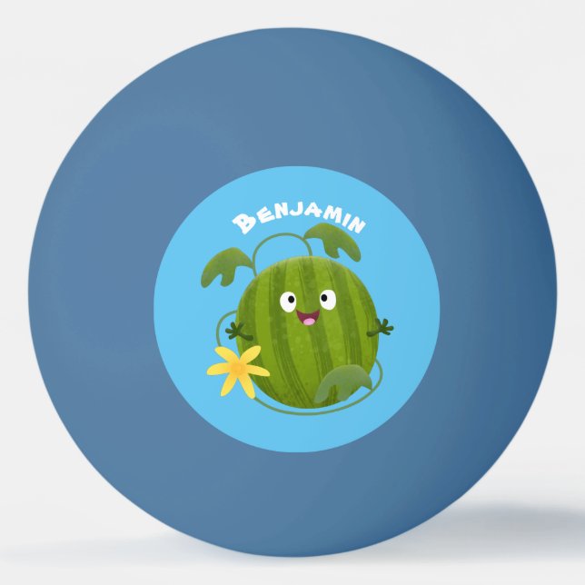 Bolinha De Ping Pong Um desenho animado de melancia feliz e bonito (Frente)