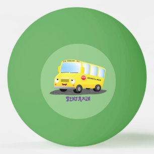 Bolinha De Ping Pong Um desenho animado de ônibus escolar amarelo boni