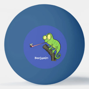 Bolinha De Ping Pong Um desenho animado verde-feliz chameleon lagarto
