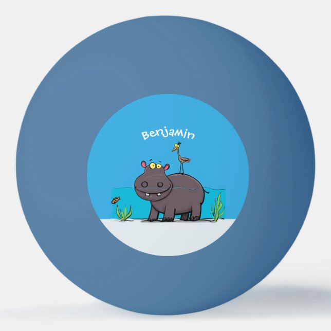 Bolinha De Ping Pong Um hipopótamo engraçado bonito com desenhos animad (Frente)