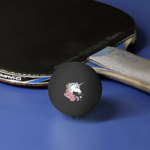 Bolinha De Ping Pong Unicórnio Branco e Flores