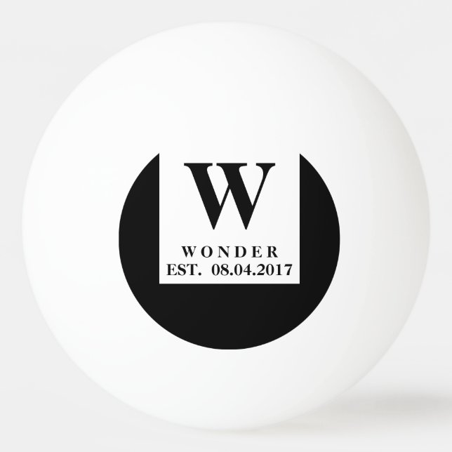 Bolinha De Ping Pong Urban Minimalist Wedding | Black Newlywed Monogram (Frente)