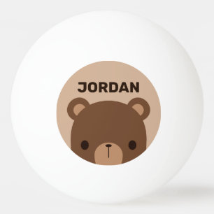Bolinha De Ping Pong Urso Castanho Bonito com Nome Personalizado