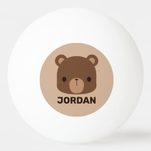 Bolinha De Ping Pong Urso Castanho Bonito com Nome Personalizado