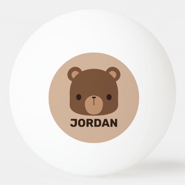 Bolinha De Ping Pong Urso Castanho Bonito com Nome Personalizado (Frente)