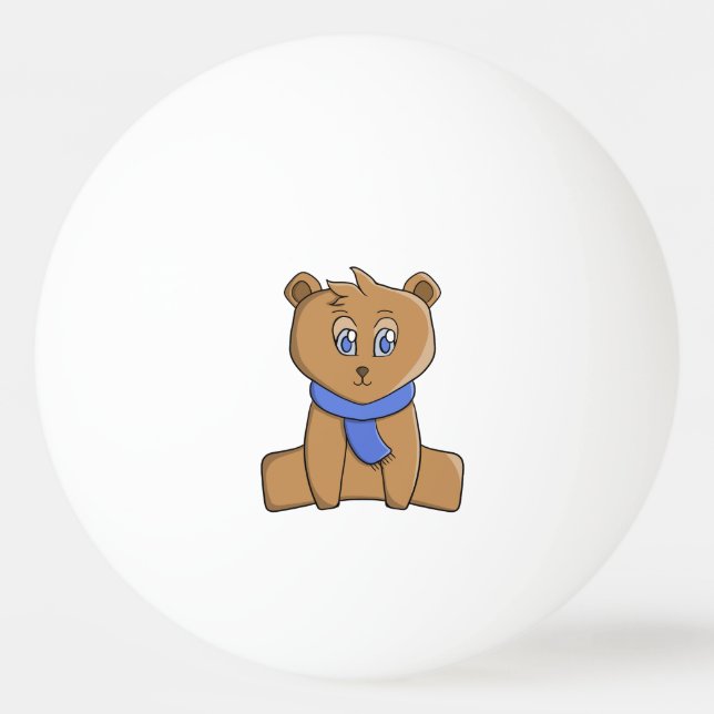 Bolinha De Ping Pong Urso de pelúcia vestindo lenço azul (Frente)