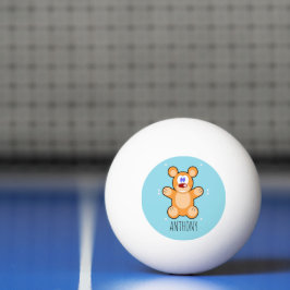 Bolinha De Ping Pong Urso marrom, monograma, de pelúcia azul