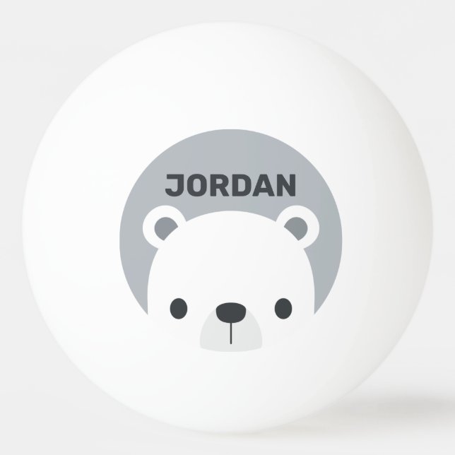 Bolinha De Ping Pong Urso Polar Bonito com Nome Personalizado (Frente)