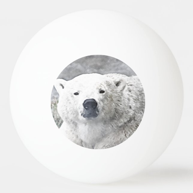 Bolinha De Ping Pong Urso Polar de Aquarela (Frente)
