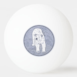 Bolinha De Ping Pong Urso Polar na Pintura do Gelo - Arte Original da V