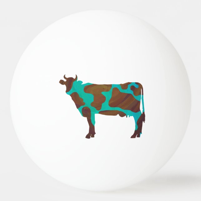 Bolinha De Ping Pong Vaca Brown e Teal Silhouette (Verso)