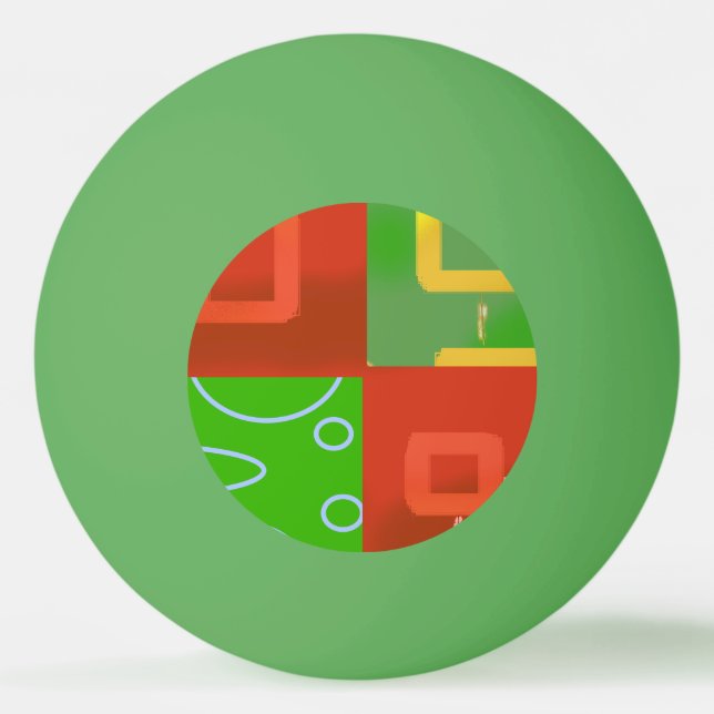 Bolinha De Ping Pong Vermelho Natal Verde Geométrico  (Frente)