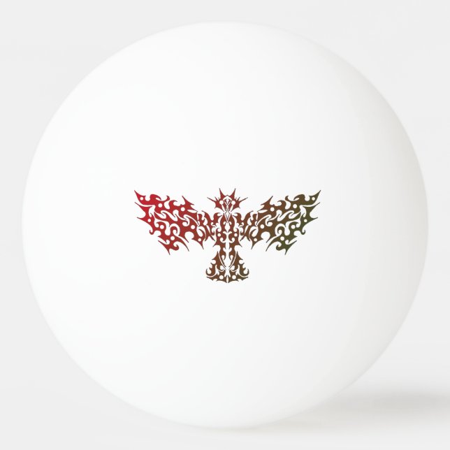 Bolinha De Ping Pong Vermelho Tribal Dragon Bird (Frente)