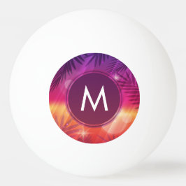 Bolinha De Ping Pong Verões Sunset Palm Trees Monograma Laranja Roxo