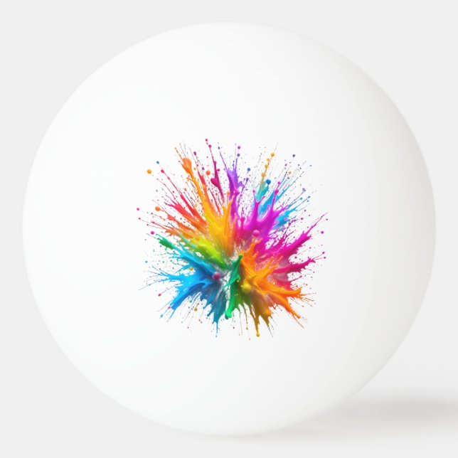 Bolinha De Ping Pong Vibrant Rainbow Paint Splatter Explosion (Frente)
