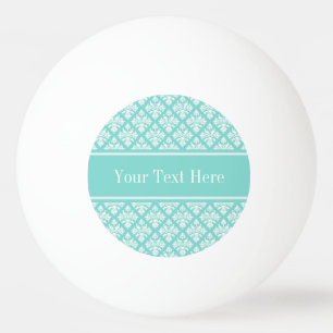 Bolinha De Ping Pong Vintage Turquoise What Damask #3 Turq Name Monogra