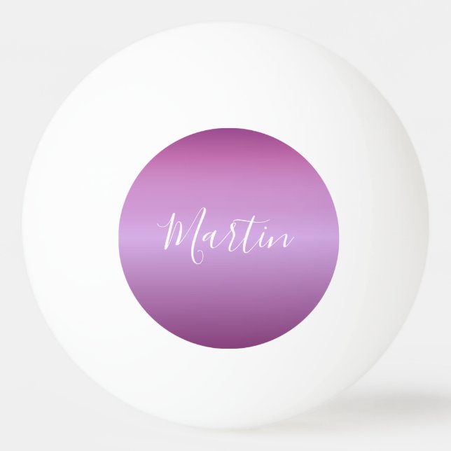 Bolinha De Ping Pong Violeta Roxa e Script Branco Personalizado (Frente)
