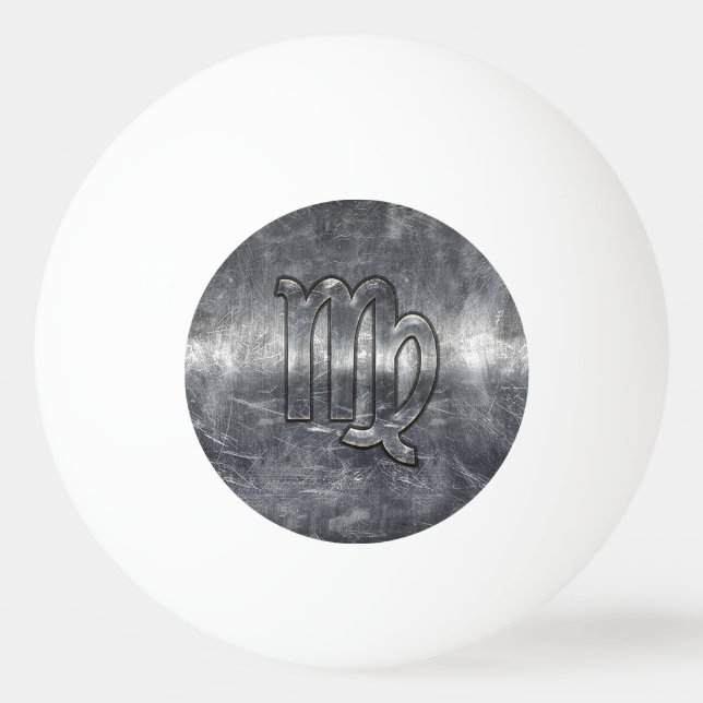 Bolinha De Ping Pong Virgo Zodiac - Símbolo Silver Estilo Incomodado (Frente)
