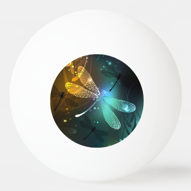 Bolinha De Ping Pong Voo luminoso verde de libélula (Frente)