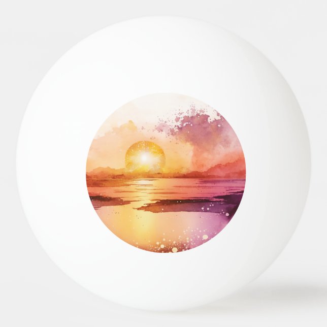 Bolinha De Ping Pong Watercolor Beach Series Design 3 (Frente)