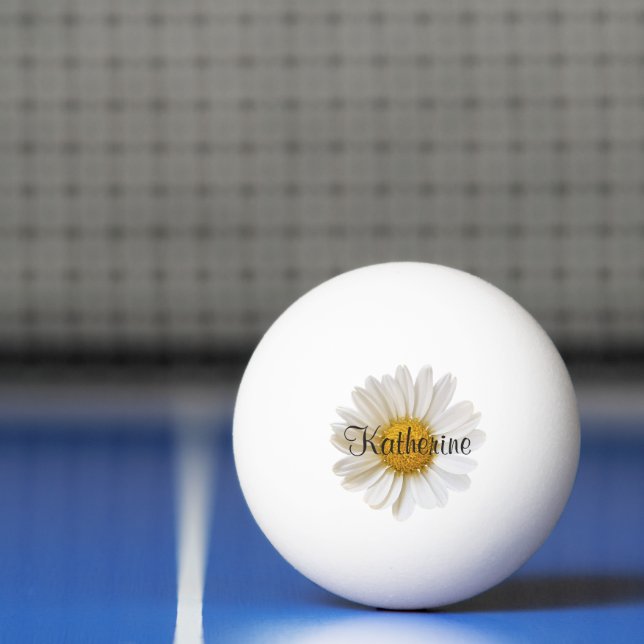 Bolinha De Ping Pong White Daisy Custom Name Floral (Líquido)