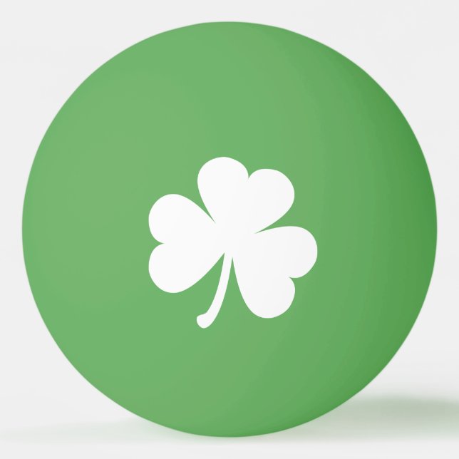 Bolinha De Ping Pong White Irish Shamrock | Verde (Frente)