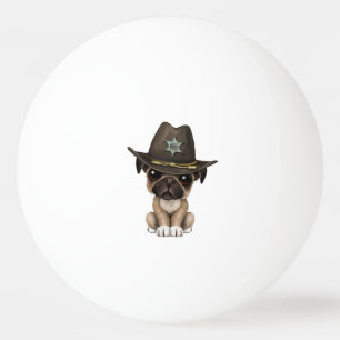 Bolinha De Ping Pong Xerife bonito do cão de filhote de cachorro do Pu
