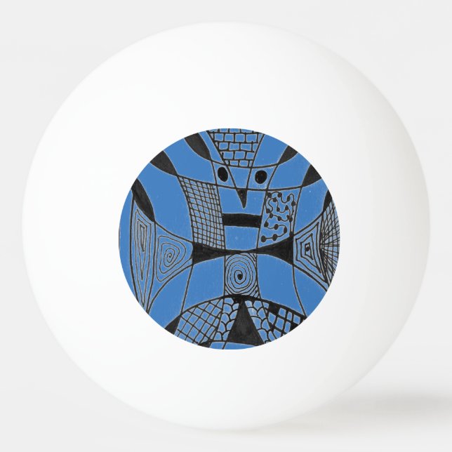 Bolinha De Ping Pong "Yappy Dog - Blue" Abstrato Ping Pong Ball (Frente)