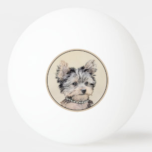 Bolinha De Ping Pong Yorkshire Terrier Puppy Pintura Original
