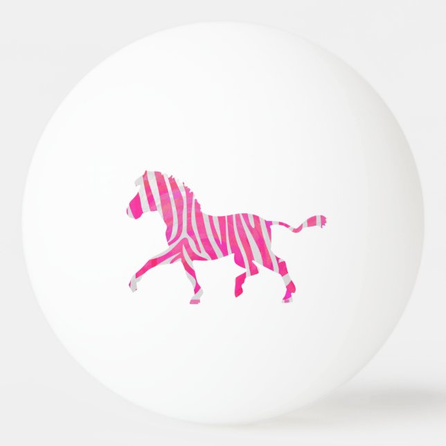 Bolinha De Ping Pong Zebra Rosa Quente e Silhueta Branca (Verso)