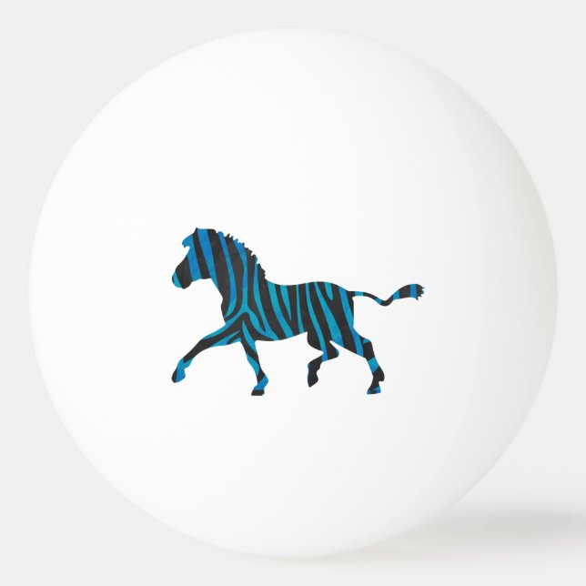 Bolinha De Ping Pong Zebra Silhouette Black and Blue Design (Verso)