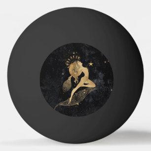Bolinha De Ping Pong Zodiac Goddese Astrologia Cósmica Dourada
