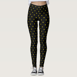 Bolinhas Amarelas em Leggings Pretas
