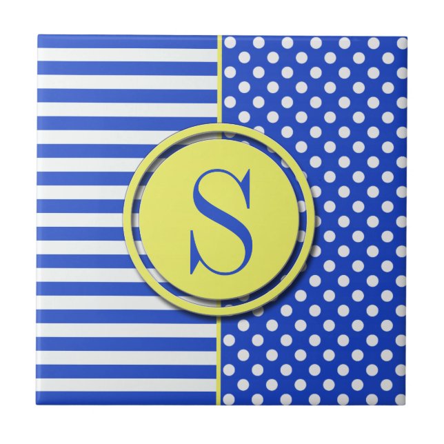 Bolinhas azuis e Stripes-Monograma (Frente)