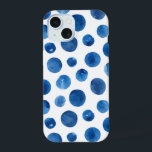 Bolinhas azuis. Padrão náutico do marinho de Aquar<br><div class="desc">Bolinhas azul-aquarela do iPhone 15 Case.</div>