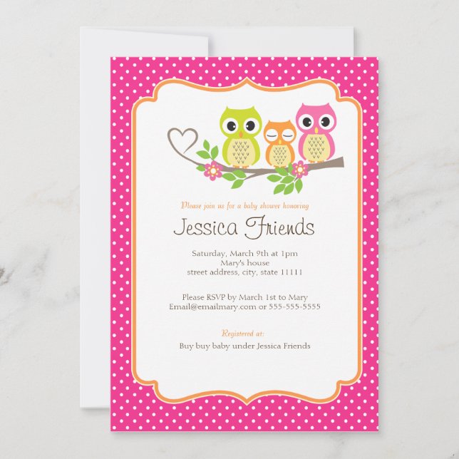 bolinhas bonitinhas convite para chá (Frente)