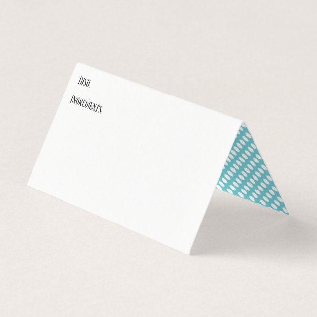 Bolinhas Branca Turquesa Cartão de Receita para Po (Frente)