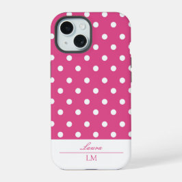 Bolinhas brancas e rosa-chic