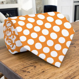 Bolinhas Brancas em Gravata Laranja Personalizada